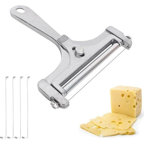 Cortador de queso, Cortador de queso con alambre ajustable, Acero inoxidable, Idea de regalo, Para quesos duros, Utensilios de cocina (1/5)