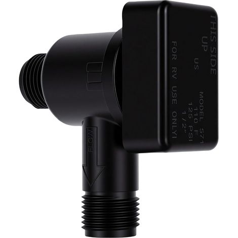 RV Vacuum Circuit Breaker Non-Return Valve, Tank Flushing with Integrated Backflow Prevention for Sewer Systems, Black RV 571VACCHK A (1/5)