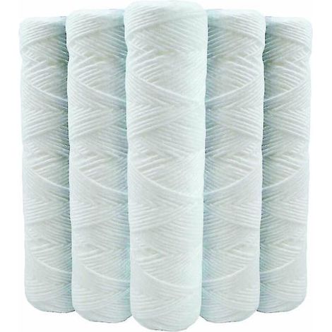 Ensemble de 5 cartouches filtrantes spiralées anti-sédiments 9 pouces (23 cm) 3/4 - 20 microns Compatibles avec les filtres de 10 pouces (25 cm) (1/3)