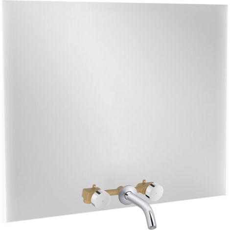 Espejo de 3 agujeros de 120 cm + mezclador de lavabo de 3 agujeros empotrado JACOB DELAFON Grands Boulevards cromo