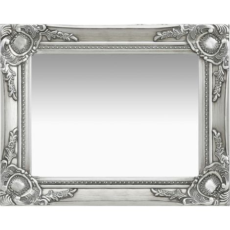Espejo de pared rectangular estilo barroco 50x40 cm Plata DEC022852