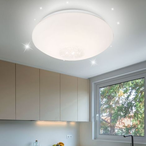 Plafoniera lampada cristallo camera da letto lampada soggiorno, decorazione cristallo effetto cielo stellato, bianco trasparente, 1x LED 12W 850Lm 3500K, DxH 29x10cm