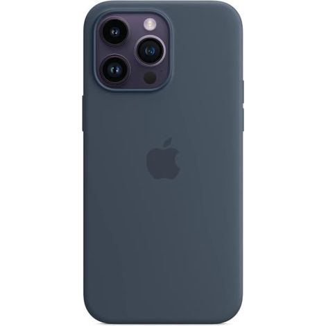 Coque en silicone Apple avec MagSafe pour iPhone 14 Pro Max bleu orage