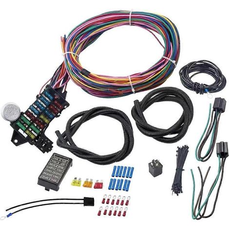 12V Street Hot Rat Muscle Rod Verkabelung 14-poliger Universal-Kabelbaum 14 Sicherungen
