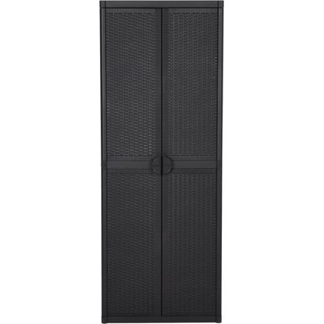 vidaXL Gartenlagerungsschrank Schwarz 65x45x172 cm PP Rattan
