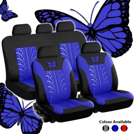 Housse de siège auto - Universelle - Lot de 9 - Bleu - Maille de nylon - Éponge et tissu (1/4)