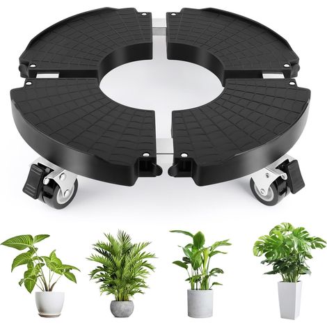 2pcs Porte Plante a roulettes, Réglable Ø 35-48cm, Capacité De 150 KG Supports de Pots de Fleurs à roulettes pour Support de Pot de Fleur (1/5)