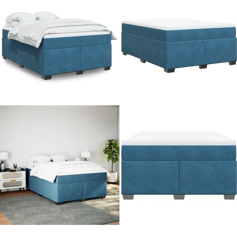 Boxspringbett mit Matratze Dunkelblau 160x200 cm Samt - Samtbett - Boxspringbett - Doppelbett - Bettenrahmen - Matratze - Home & Living (1/5)