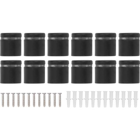 12 Vis de Montage en Acier Inoxydable Noir, Cheville Acrylique pour Verre, Quincaillerie avec Écrou de Réglage, Supports Mural (1/5)
