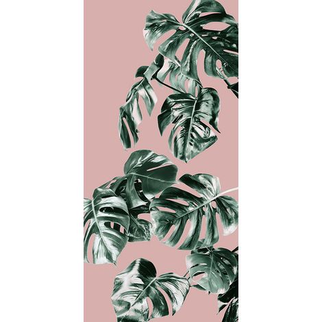 Papier peint panoramique romantique,minimaliste,modern Panneau Monstera Rosé (1/4)