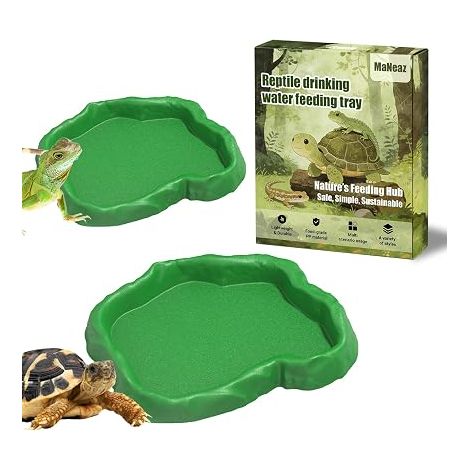 Abreuvoir Tortue Terrestre Accessoire Tortue Terrestre Empreinte Reptiles Bol Alimentair Reptiles Bol Alimentation Reptiles Serpents Tortue Lézards Vert