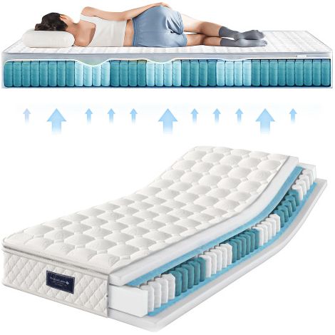 Matelas 7 zones ressorts ensachés 90x200cm H3 épaisseur 25cm