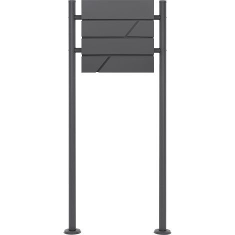 ECD Germany Standbriefkasten mit Zeitungsfach, Design Briefkasten mit Pfosten, Briefkastenanlage, Briefkastenständer Anthrazit Höhe 120cm, Postkasten Anthrazit 37x11x37cm, Edelstahl pulverbeschichtet