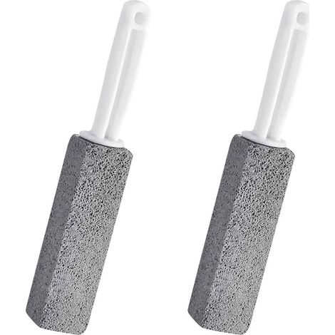 Lot de 2 blocs de nettoyage pour WC avec poignée - Élimine les taches d'eau dure, citron vert et rouille - Brosse pour toilettes, salle de bain, porcelaine et céramique (23,5 cm) (1/5)