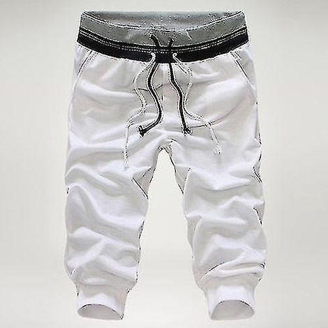 Dreiviertellange Cargoshorts für Herren mit elastischem Bund, Jogging-Stil, ideal fürs Fitnessstudio – Größe L – Grau