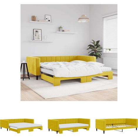 The Living Store Tagesbett Ausziehbar mit Matratzen Gelb 100x200 cm Samt - Betten & Bettgestelle (1/5)
