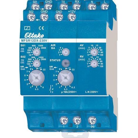 Eltako 22100530 MFSR12DX-230V Relè di corrente multifunzione 230 V/AC 1 pz. Intervallo di tempo: 0.1 - 14400 s 1 NA