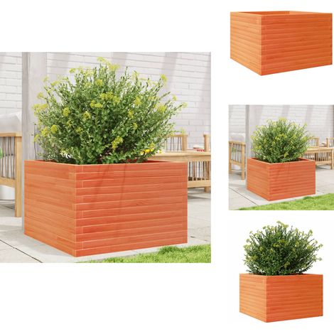 Jardinière cire marron 70x70x45,5 cm bois de pin massif - Jardinier - Pot De Fleurs - Bac À Plantation - Bois De Pin - Décoration Extérieure (1/5)