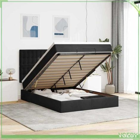 Cadre de lit ottoman avec matelas - 3314464 - velours noir - 140 x 190 cm - rangement hydraulique (1/5)
