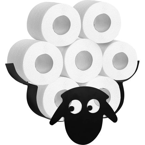 Trintion Sheep Toilet Roll Holder, Black Toilet Roll Holder Wall Mounted for Bathroom Metal Toilet Roll Storage Holds Up To 7 Rolls Toilet Paper Holder (1/5)