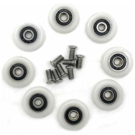 Lot de 8 roues de rechange pour porte de douche de 23 mm de diamètre Fixation de porte et paroi de douche (1/5)
