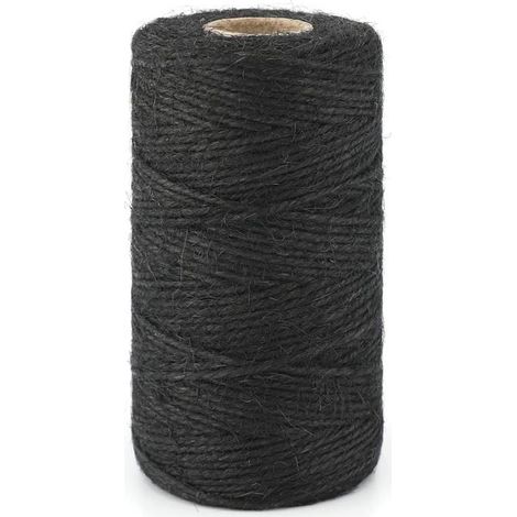 Ficelle de Jute Corde en Jute 2mm x 100M pour Travaux Manuels, Décoration, Emballage Cadeau, Jardinage (Noir) (1/5)