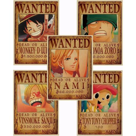 Anime-Poster, One Piece Steckbriefe, 51,5 cm × 35,5 cm, Groß, Mann (1/5)