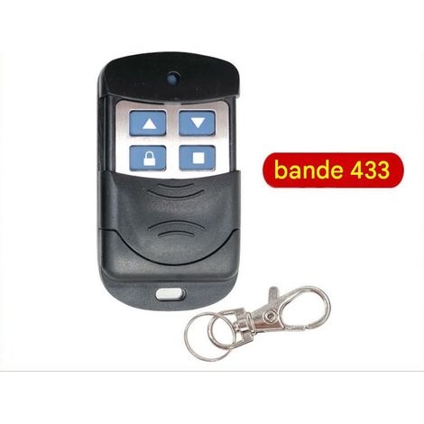 Universelle 433-MHz-Fernbedienung für Garagentore und elektrische Einfahrtstore, schwarzer, tropfenförmiger Schlüsselanhänger mit blauem Symbol, drahtloser Sender, kompatibel mit Automatisierungssyste (1/3)