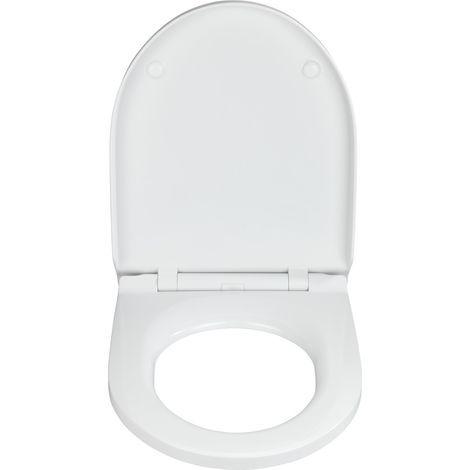 WENKO WC-Sitz Exclusive Nr. 6, aus antibakteriellem Duroplast, mit Absenkautomatik, Weiß, Duroplast weiß , Edelstahl rostfrei silber matt (1/5)