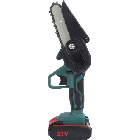 Mini tronçonneuse électrique 550 W 21 V pour l'élagage des arbres, 1 batterie au lithium, 1 charge, 10 cm (4 po), prise secteur 100-240 V. (1/5)