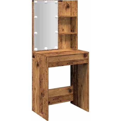 Coiffeuse avec LED vieux bois 60x40x140 cm