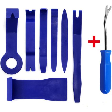 Tool set for car navigation and audio systems, 8-piece set with 6-inch blue plastic screwdrivers, tool set for removing and repairing interior door panels.--DTEKGAZ