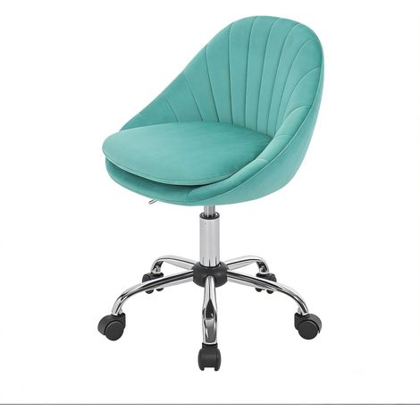 Silla de oficina giratoria de terciopelo turquesa con altura regulable y ruedas MODENUIT (1/5)