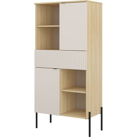 Estantería Levtenu 111, Roble + Cachemira, Con puertas, Cerrable, Con cajones, Aglomerado laminado, Número de puertas: 0, Número de cajones: 0, 150x70x40cm