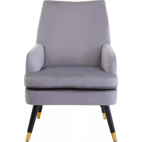 Interiors by Grey Velvet Armchair, Built to Last Lounge Chair, Easy to Maintain Velvet Chair, Reliable Armchair (1/5)