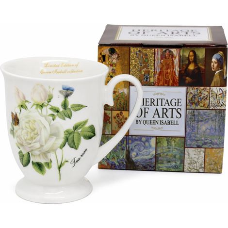 Taza de porcelana de 300 ml en caja de regalo, colección Rosa Blanca. (1/5)