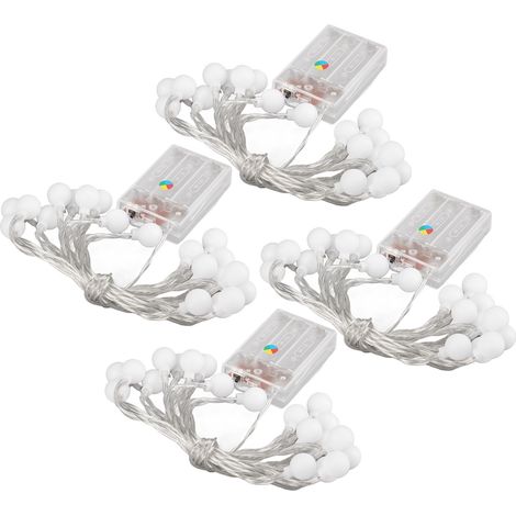 Guirlande LED 80 lampes, batterie, mode double, ambiance romantique, lumière ronde, extérieur, décoration festive, sans fil, fil lumineux, 4 pièces, étanche, chaleureux. (1/5)