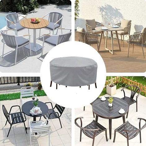 Patio Furniture Cover - Grey, 80x58cm, Tear Resistant 210D Oxford Fabric - Waterproof, Windproof, Anti-UV, Round Garden Table Cover, And Suitable For Most Outdoor Furniture (1/5)