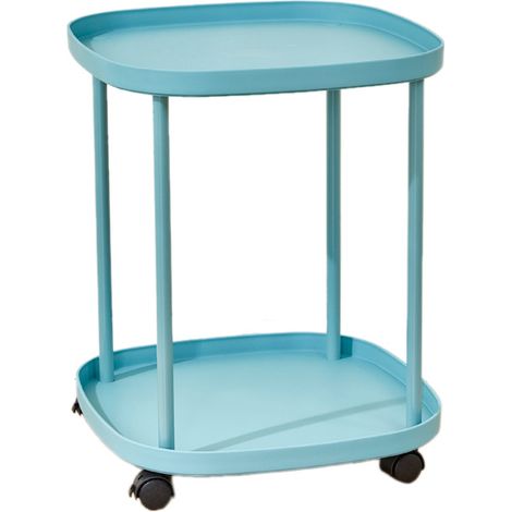 Table d'appoint minimaliste et moderne pour canapé, avec structure en fer, étagère de rangement légère et luxueuse amovible de couleur bleu paon. (1/5)