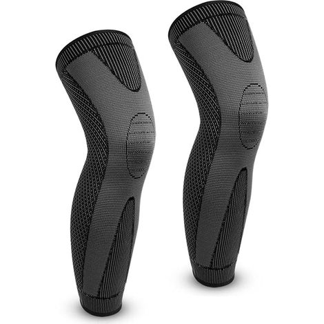 1 paire de manchons de compression pour jambe entière, pour hommes et femmes, genouillères longues pour le basketball, l'arthrite et le cyclisme. (1/5)