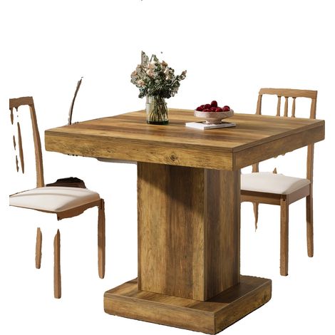 Table à manger, design gain de place, construction durable, Brun Rustique (1/2)