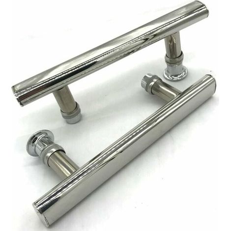 2x Chrome shower door handles, 145 mm center distance (1/3)