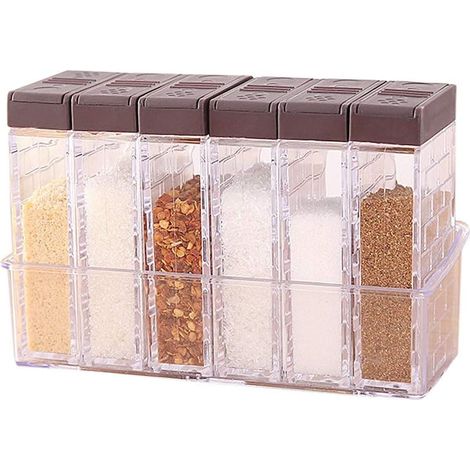 Boîtes à épices pour cuisine et camping, pots en plastique transparent pour transport et rangement, lot portable