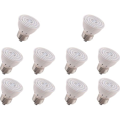 Lot de 10 lampes de croissance LED E27 à 80 LED à spectre complet pour semis et fleurs - JBMEDIA (1/4)