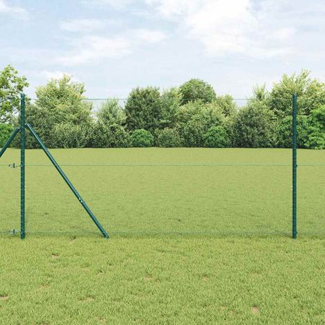 Zaunpfosten Grün 10 x 1,4 m (13 mm Maschen) Stahl und PVC