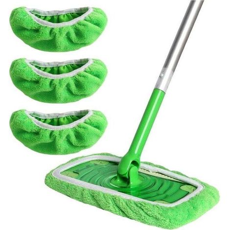 Ulisem Set of 3 reusable coral fleece cleaning pads, compatible with the Swiffer Sweeper mop, for wet and dry cleaning, washable, suitable for cleaning floors and surfaces (1/4)