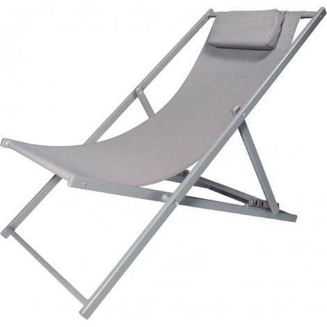 Sdraio pieghevole sedia giardino mare spiaggia alluminio 102x58x93cm tortora 056v