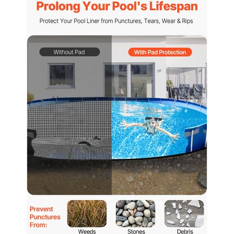 Tapis de Sol Piscine, 370x735 cm, Tapis sous Piscines Hors Sol Ovale 180 g/m2 Sous-couche Géotextile Extra-épais, Installation Faci… (1/5)