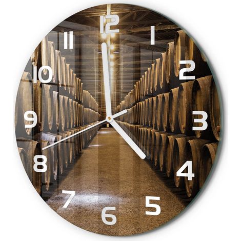 Horloge Murale Ronde Cadeau Pendaison de Crémaillère Verre Design Moderne Caves à vin de Porto fi 30 cm (1/5)