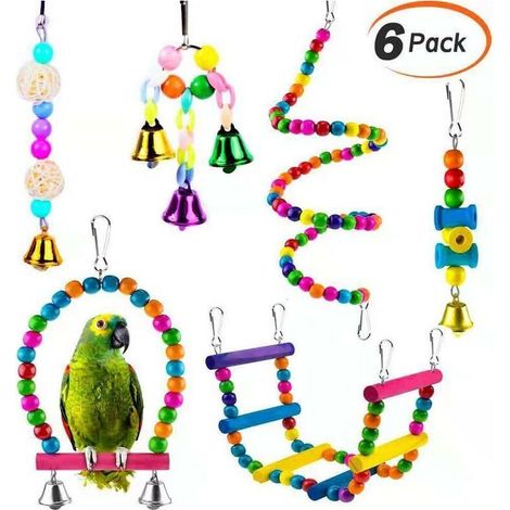Ensemble de jouets pour perroquet Set Toys Ensemble de 6 jouets pour oiseaux (1/5)